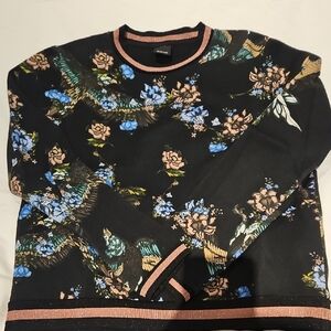 Pinko Black Sweater with Blue and Pink Floral Patterns